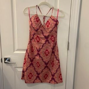 Red paisley halter sun dress